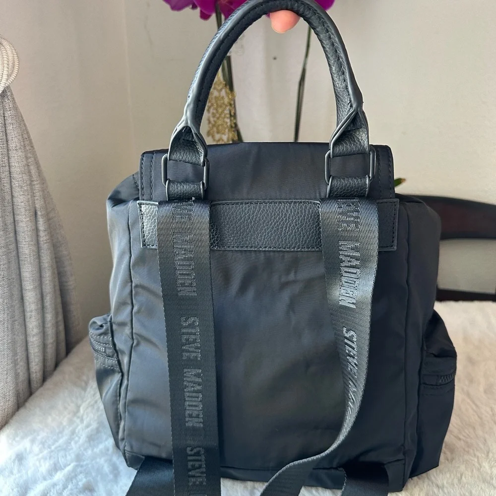 Steve Madden Black Backpack with Buckle Detail